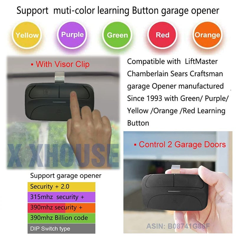 X X-HOUSE Universal Garage Door Remote Compatible for LiftMaster,Chamberlain,Linear,Stanley,Wayne Dalton,Craftsman and More Garage/Gate Door Opener has Learn Button or DIP Switch on Opener - Image 5